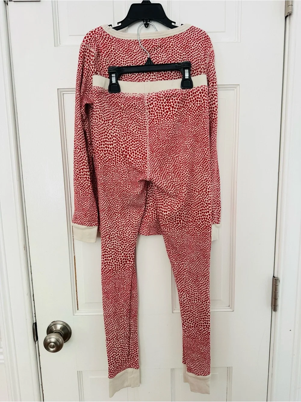 J Crew Crewcuts Long Sleeve & Pants Pajama Set w Red Hearts Valentines Sz 10